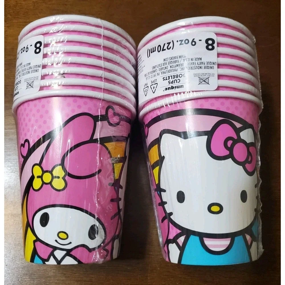 Hello Kitty Pink Paper Plates Cups Birthday Party Supplies for‎ 16